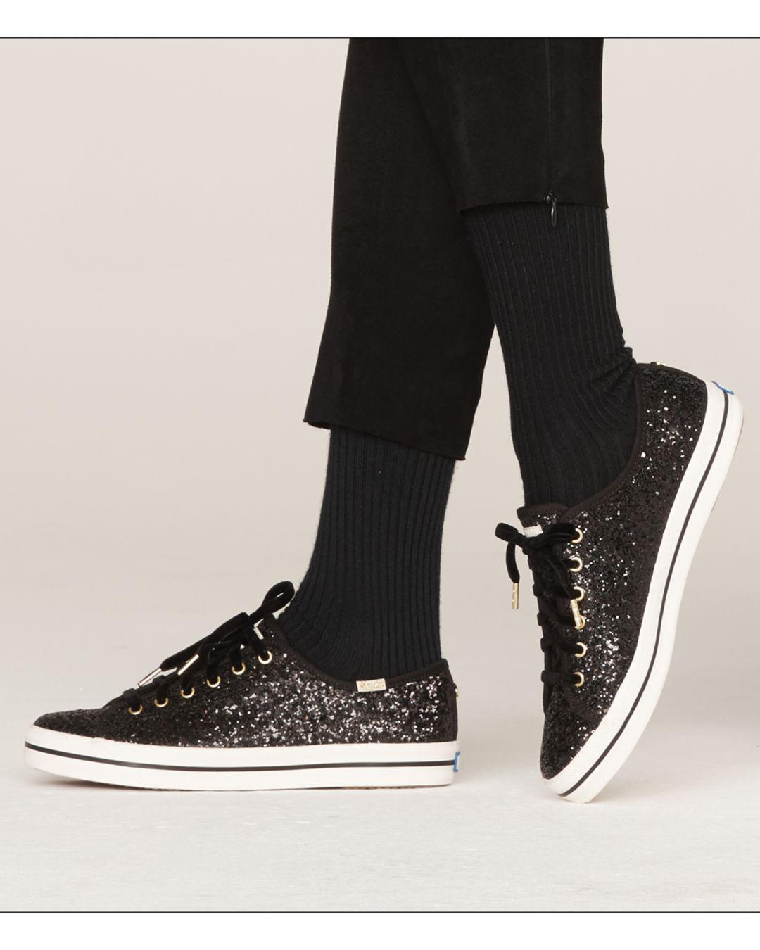 Keds X Kate Spade New York Women's Kickstart Glitter Lace Up Sneakers in  Black | Lyst