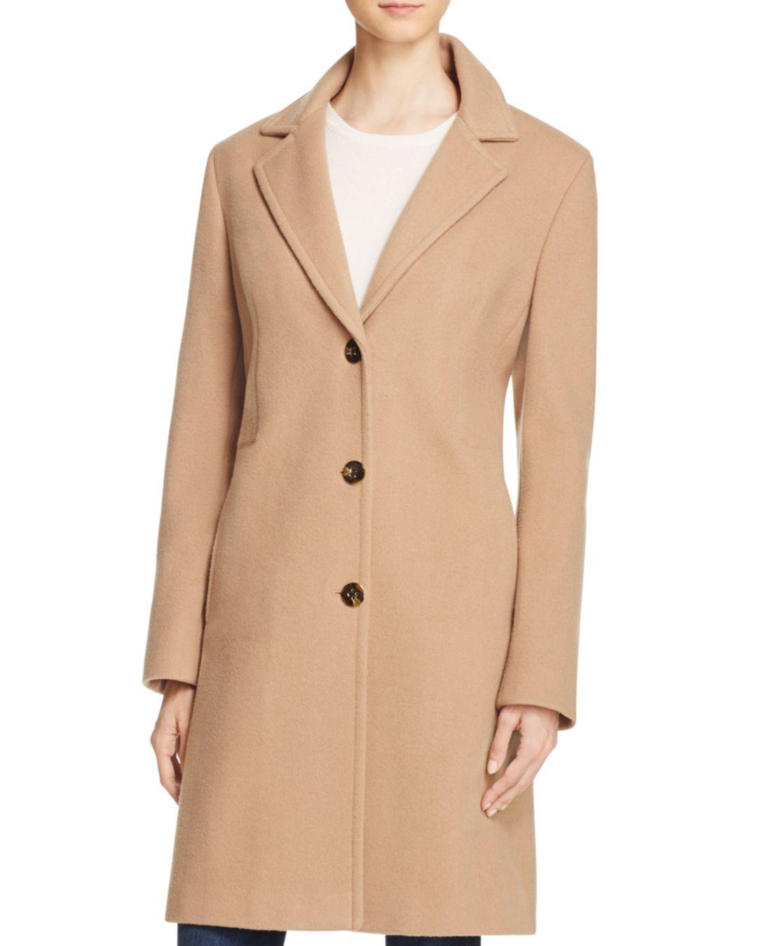 Calvin Klein Wool Single - Breasted Button Front Coat in Camel (Natural) -  Lyst