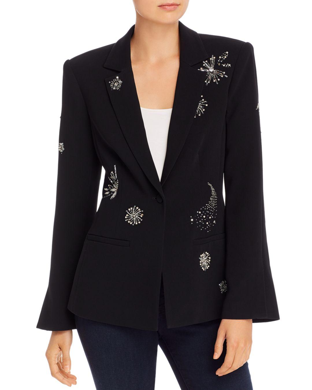 Cinq À Sept Synthetic Shooting Star Beaded Blazer in Black/Silver ...