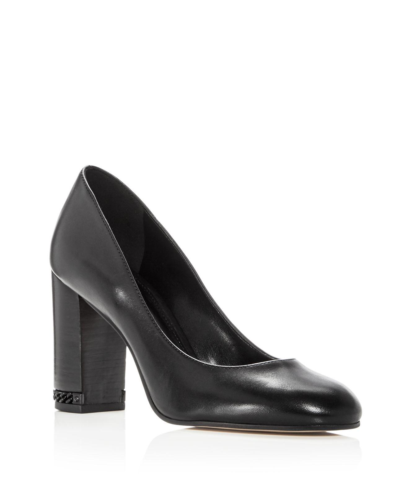 leather block heels