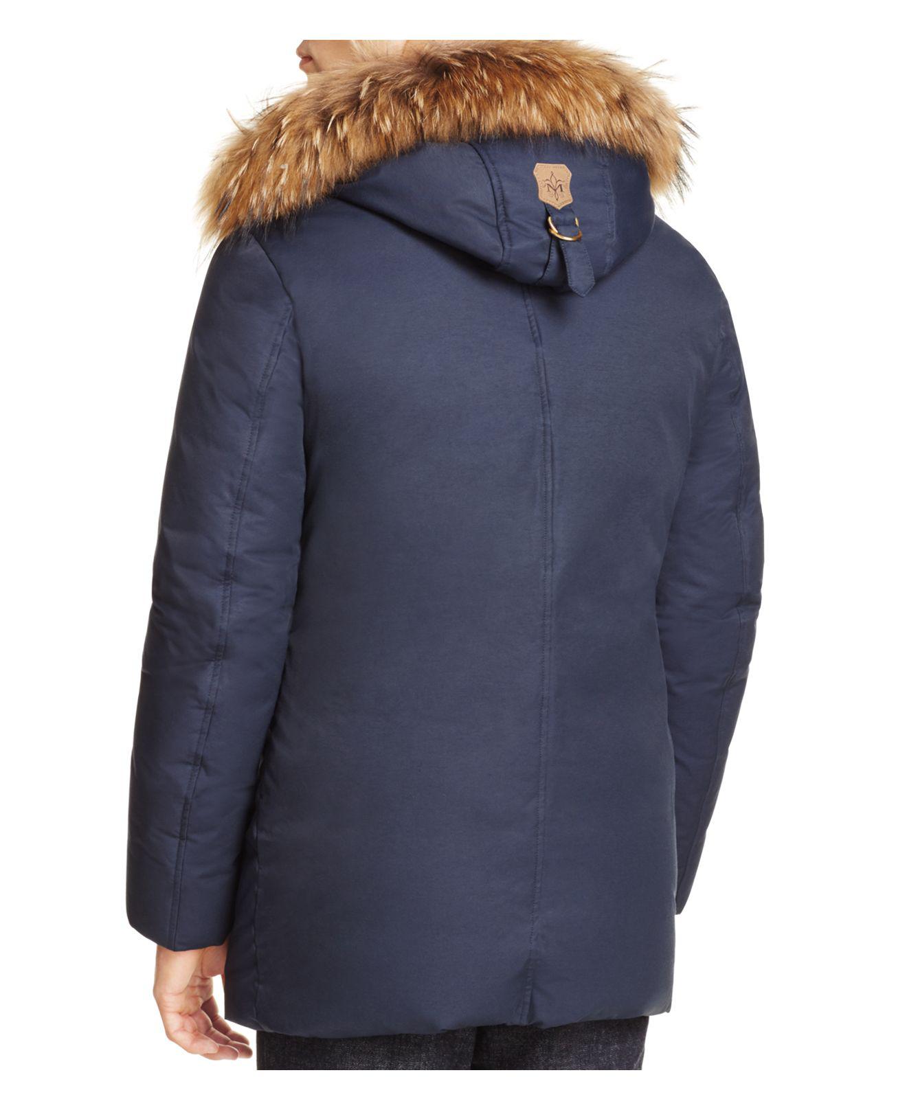 Lyst Mackage Edward Fur Trim Hooded Jacket in Blue for Men