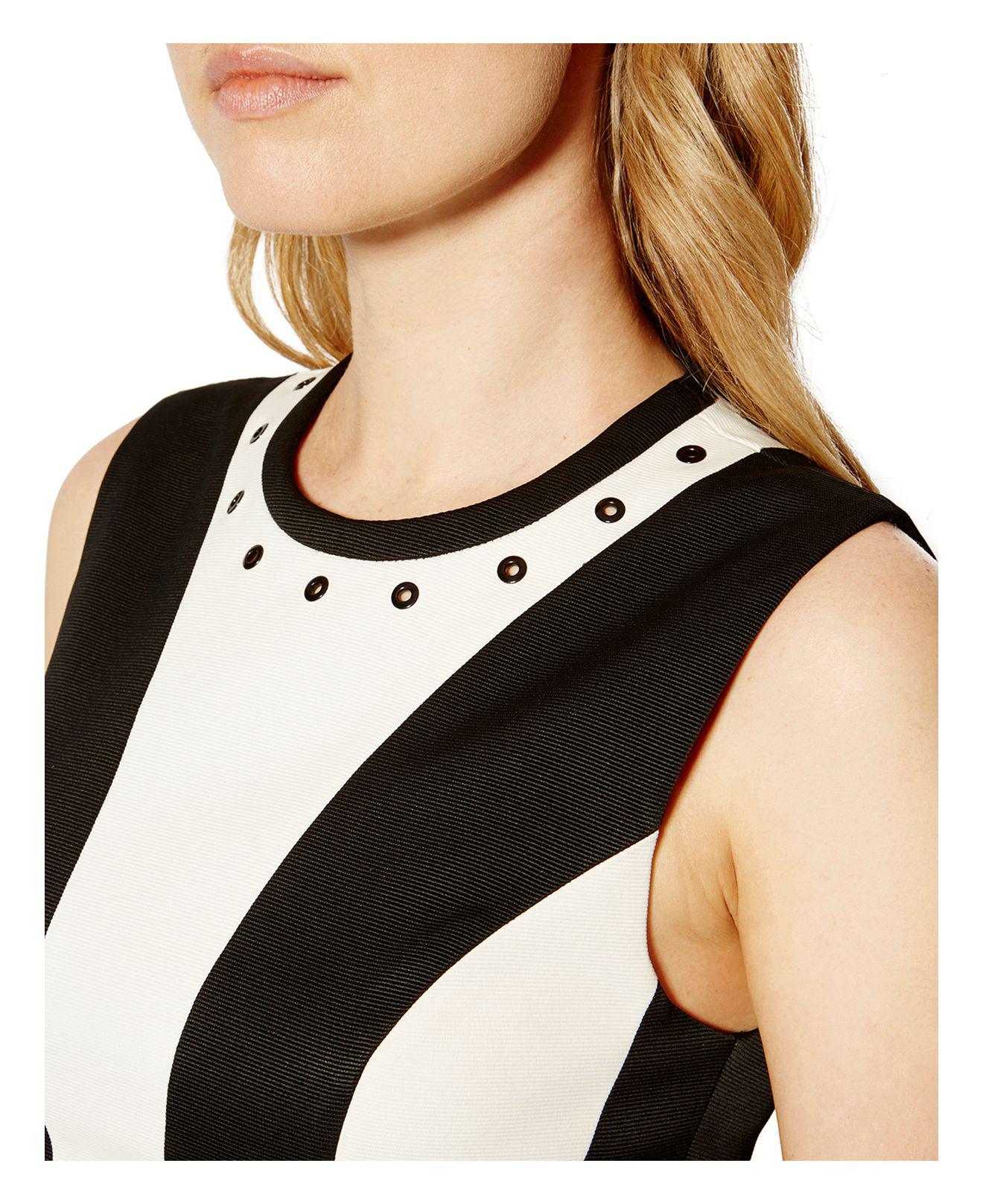 White Contrast Panel Dress - Black 