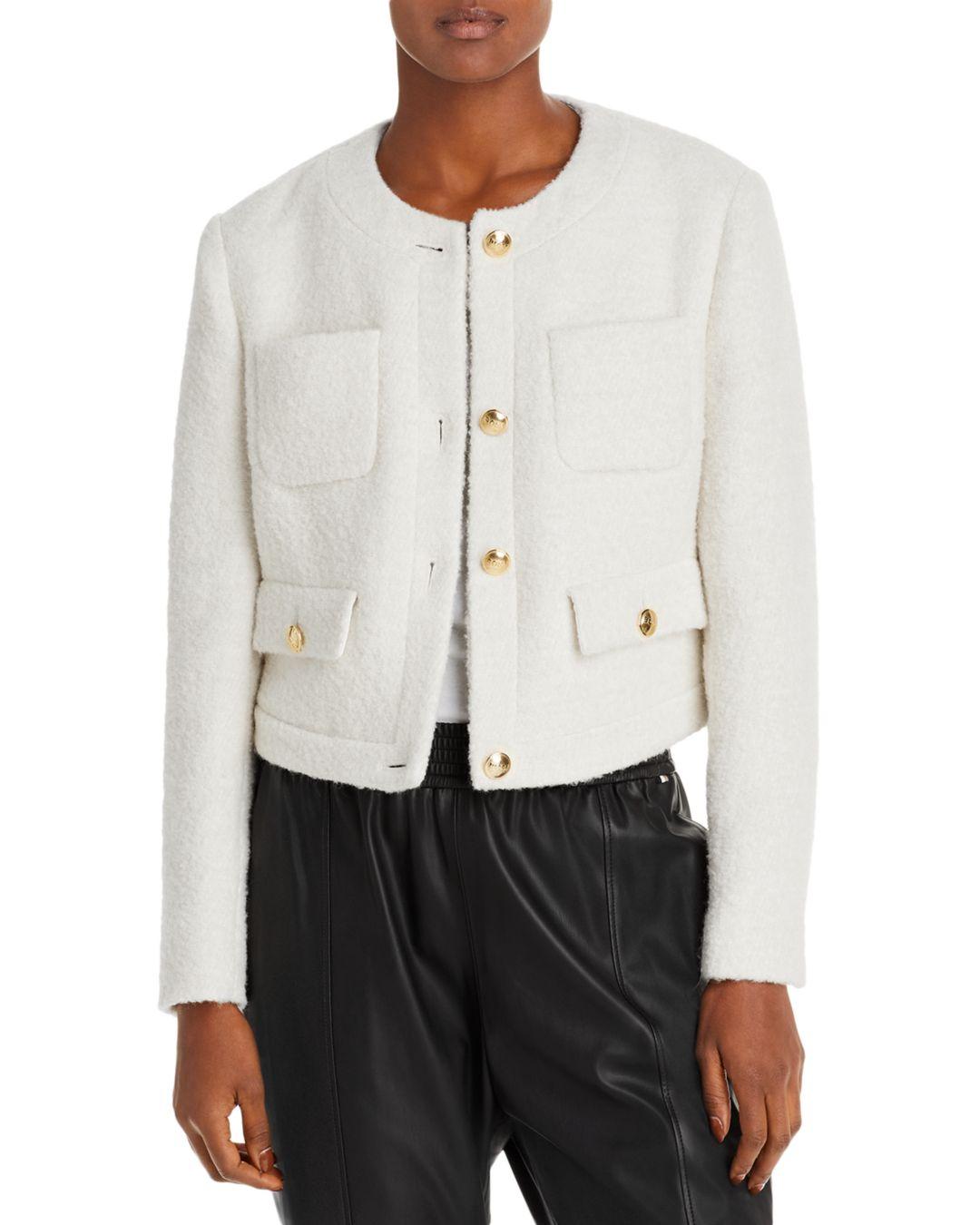 BOSS by HUGO BOSS Cotton Janoa Bouclé Jacket in Soft Cream (White) | Lyst