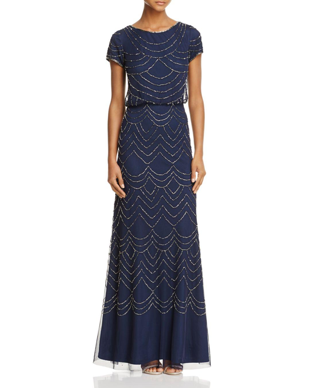 Lyst - Adrianna Papell Beaded Blouson Gown in Blue