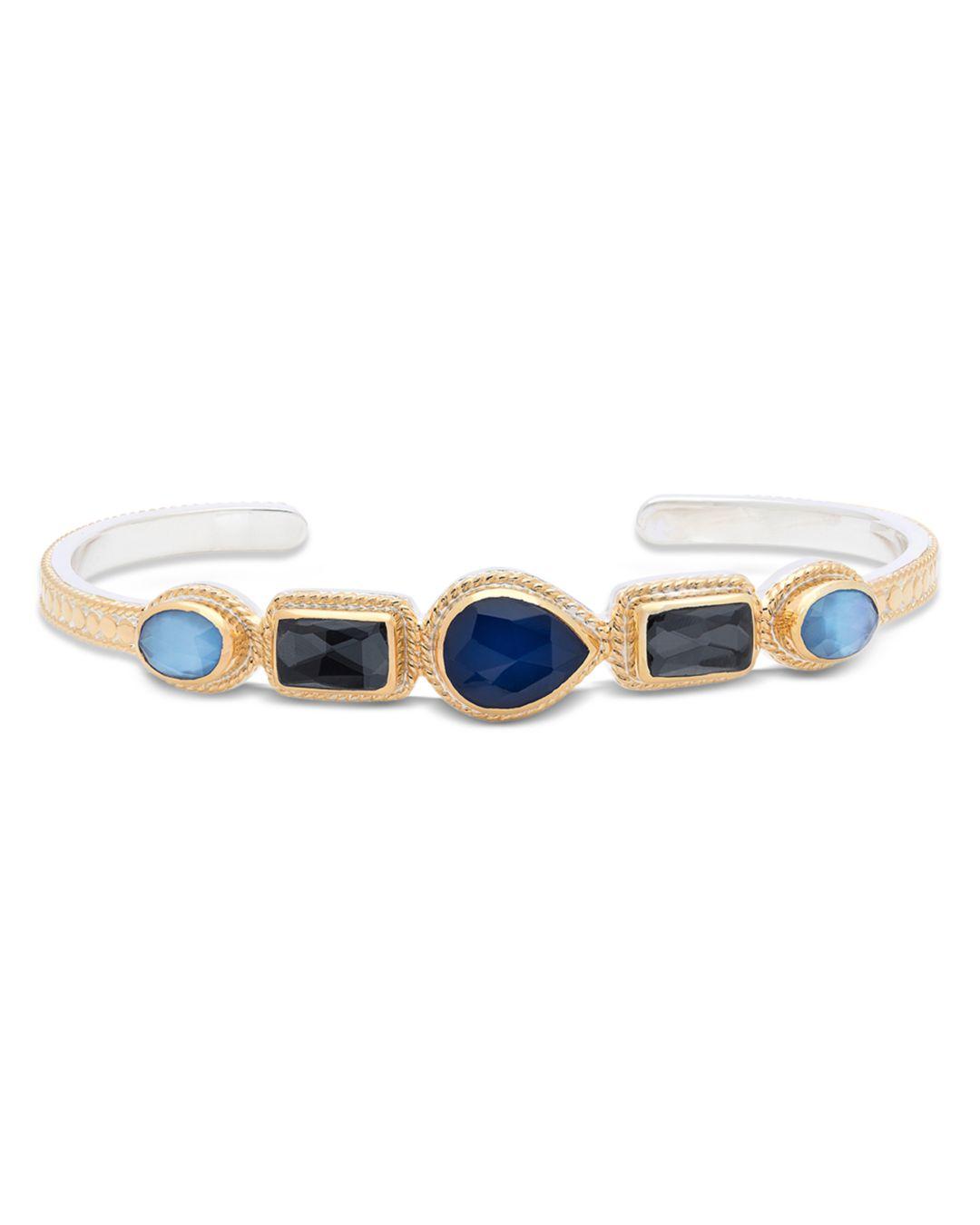 Anna Beck Sapphire & Hematite Multi Stone Cuff Bracelet In 18k Gold ...