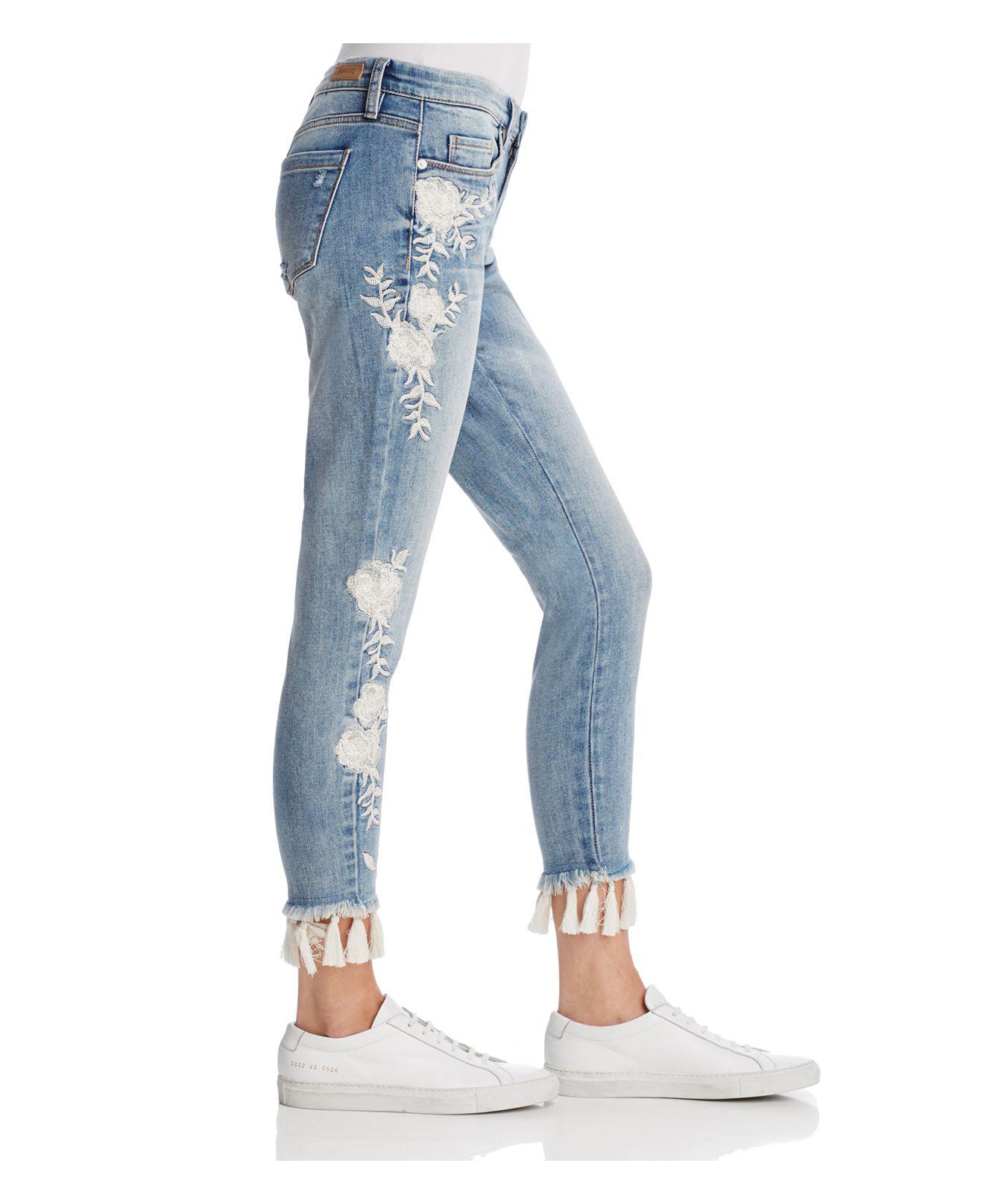 Blank NYC Denim Embroidered Tasselhem Skinny Jeans In Blue Lyst