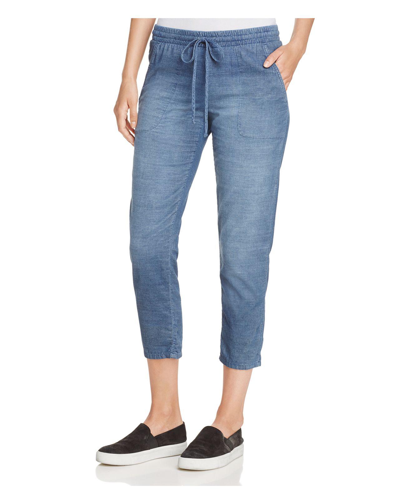 Lyst - Side Stitch Drawstring Crop Pants in Blue