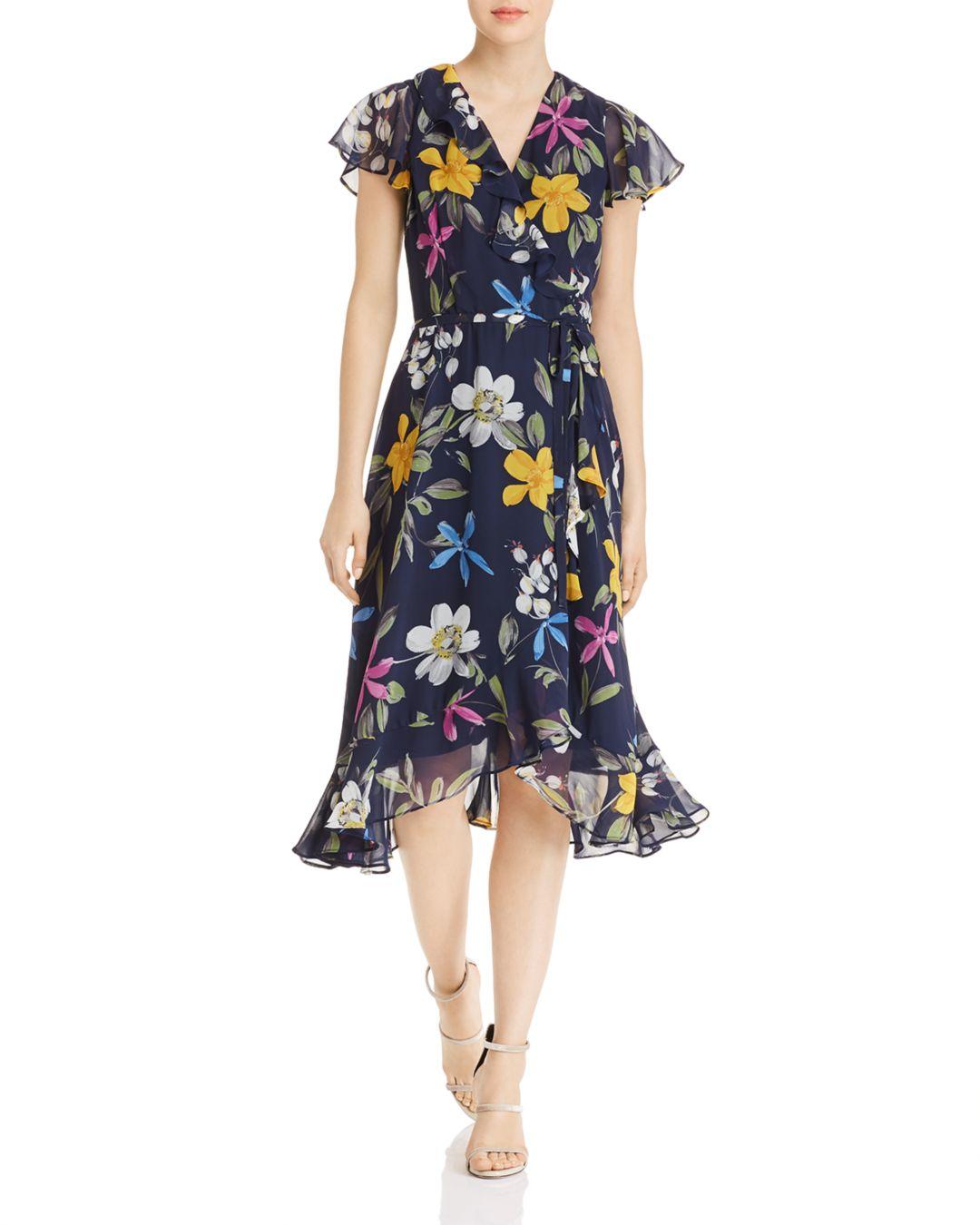 Adrianna Papell Floral - Print Chiffon Midi Dress in Blue - Save 52% - Lyst