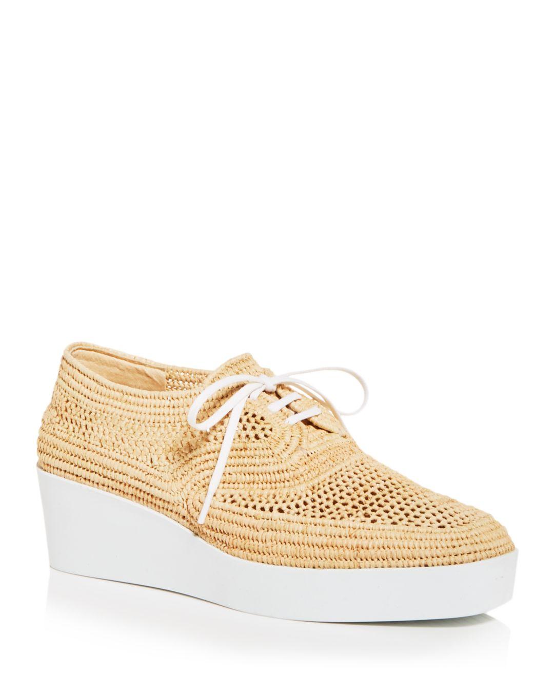 Robert Clergerie Lisa Woven Wedge Platform Oxfords in Natural | Lyst