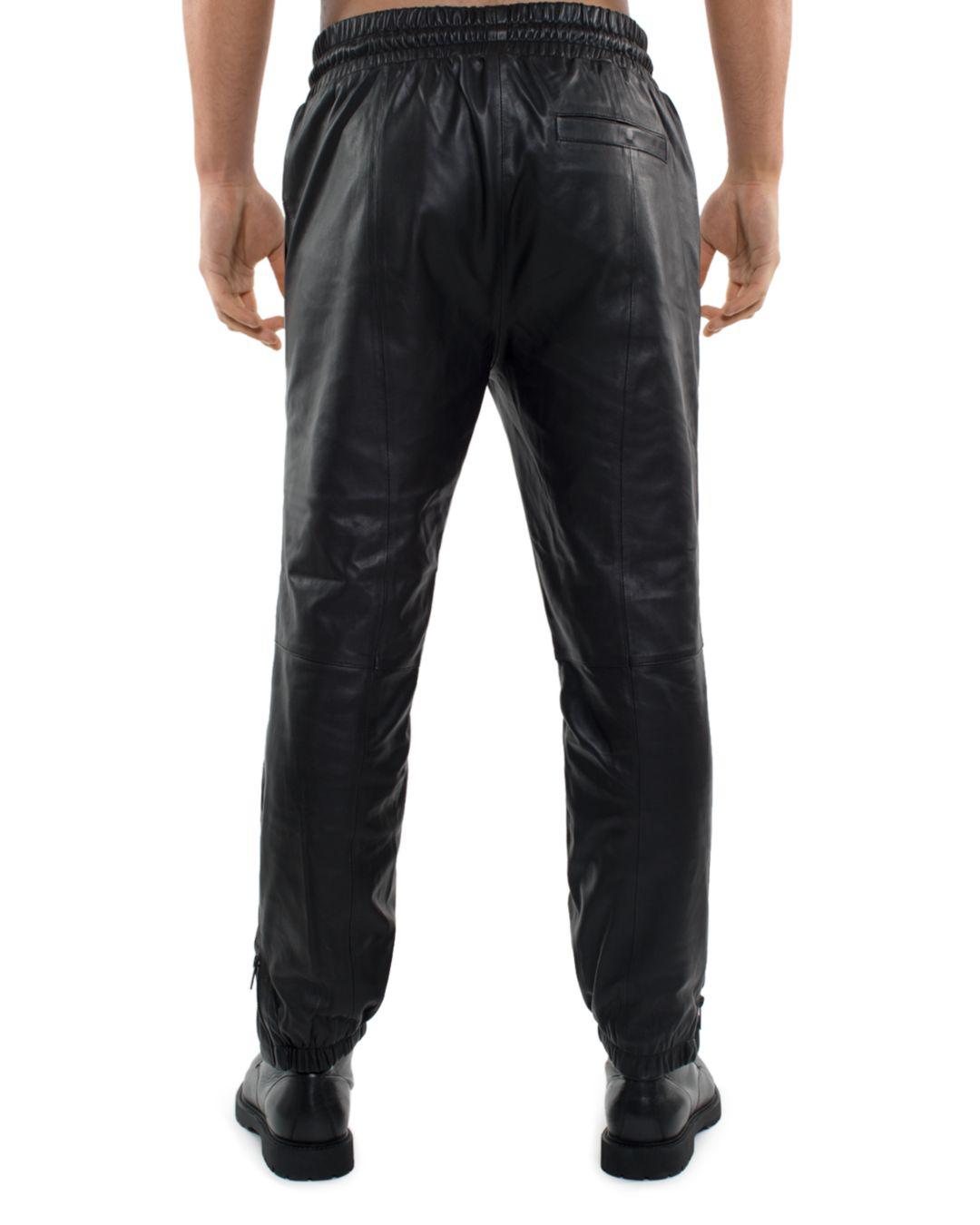 Sean John Leather Track Pants in Black for Men - Lyst
