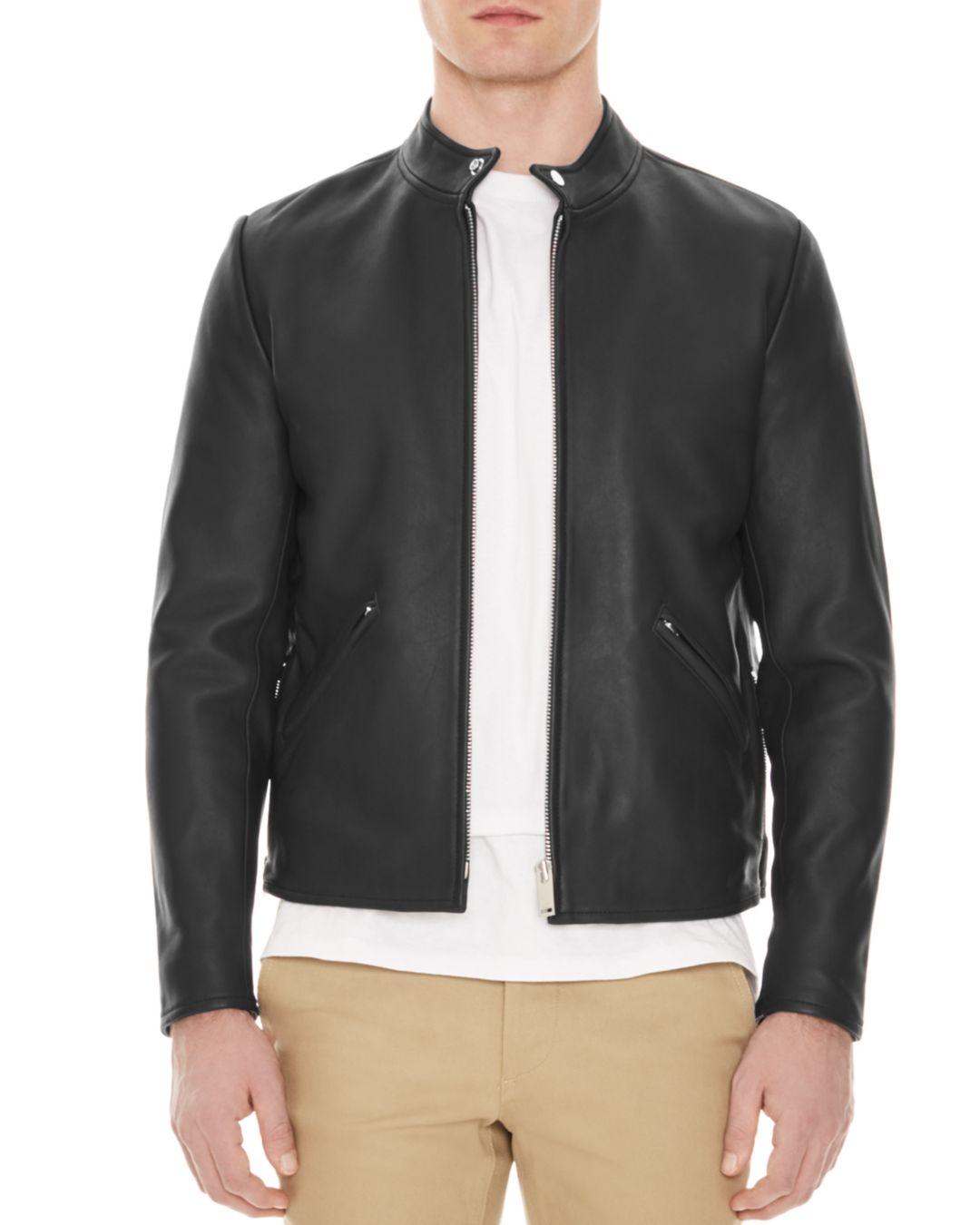 Sandro Minimal Leather Jacket in Black 