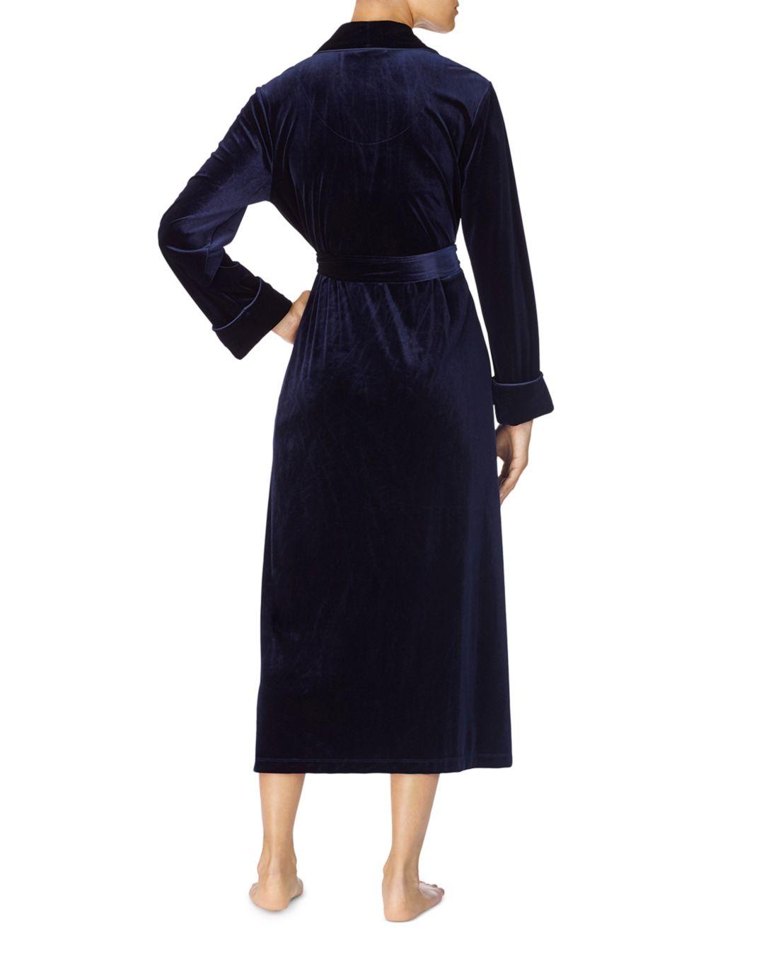 Ralph Lauren Lauren Long Velvet Robe in Navy (Blue) | Lyst