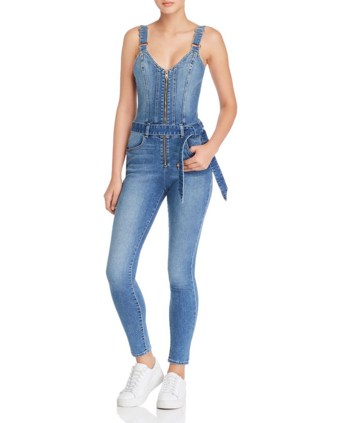 guess layla sleeveless denim jumpsuit