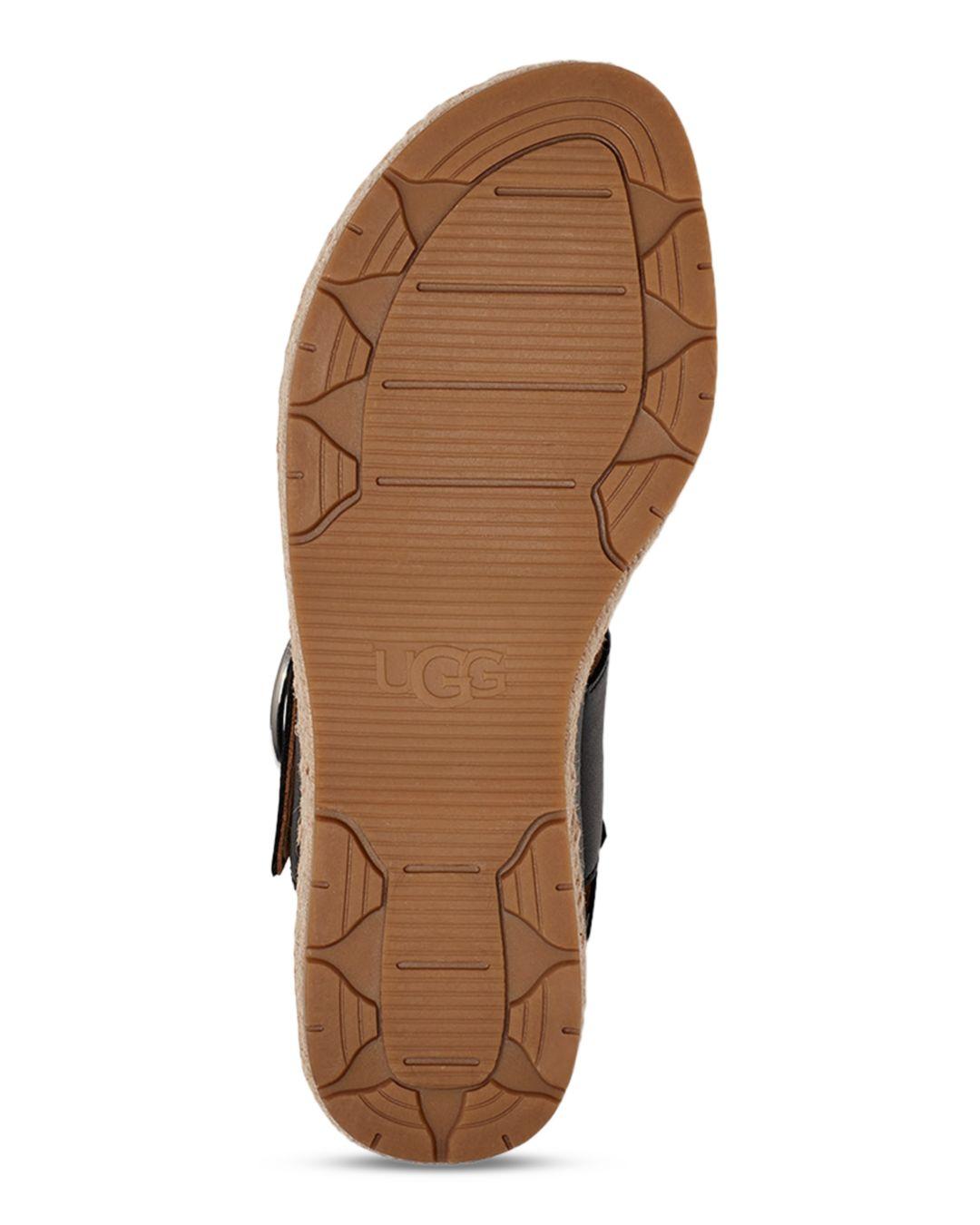 UGG Leather Women's April Espadrille Platform Sandals in Black Leather (Black) - Lyst