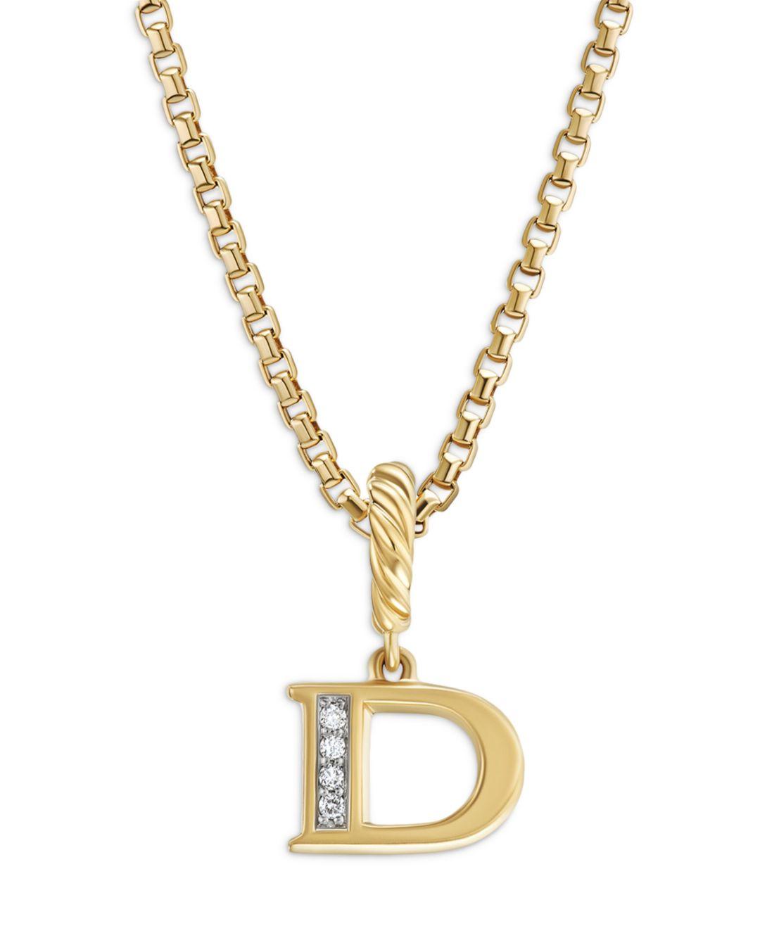 David Yurman 18k Gold Amulets Diamond Pav Initial Pendant In Metallic   David Yurman D 18k Gold Amulets Diamond Pave Initial Pendant 