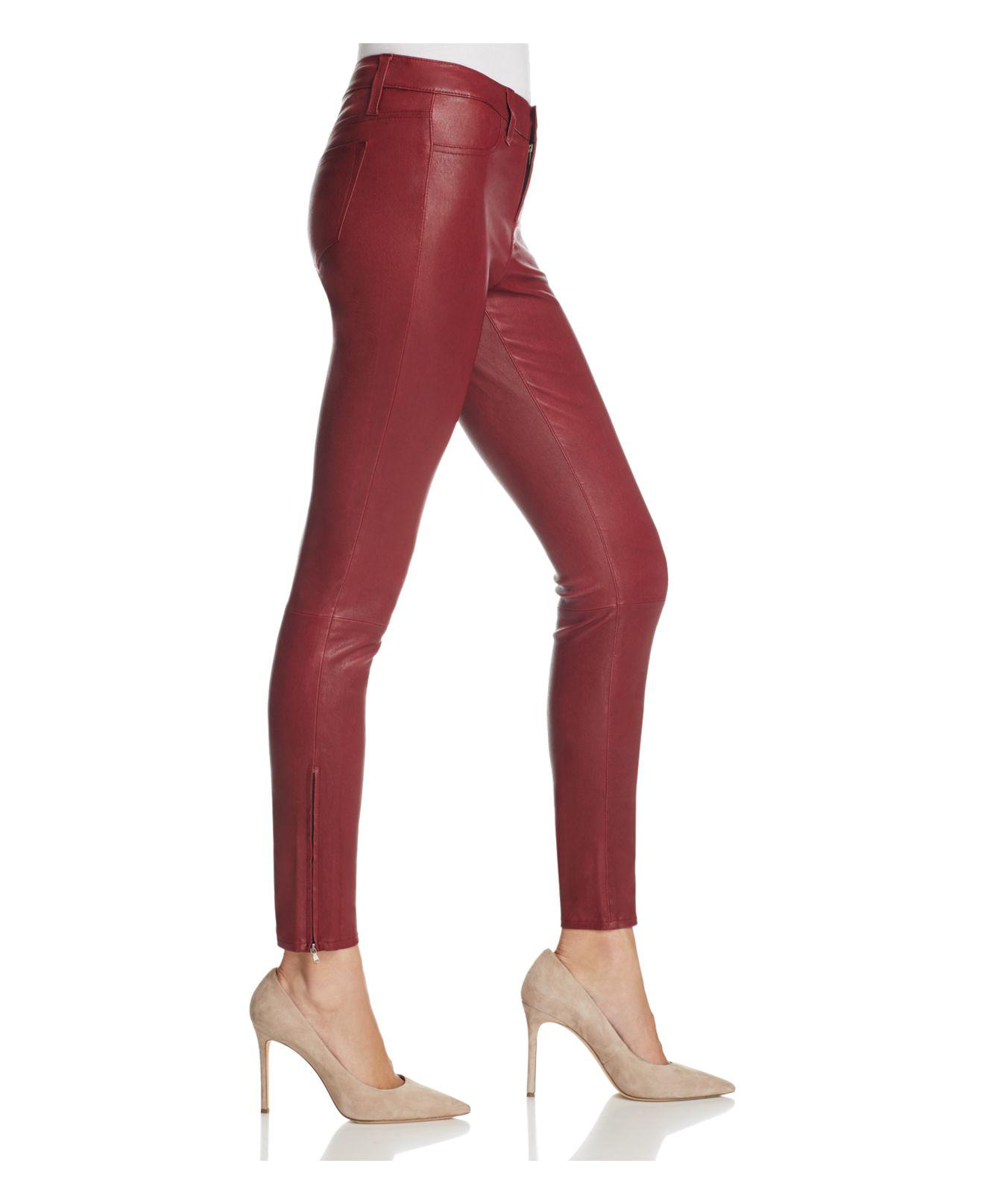 J Brand Mid Rise Skinny Leather Pants 