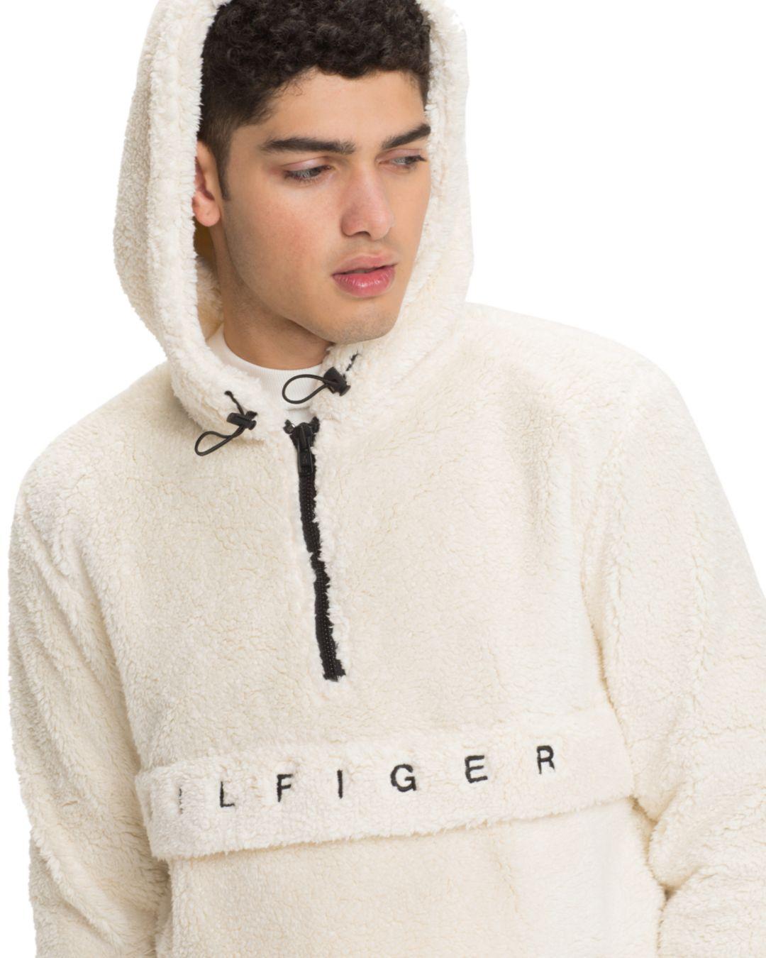 Tommy Hilfiger Oversized Hooded Sherpa Sweatshirt in White for Men | Lyst