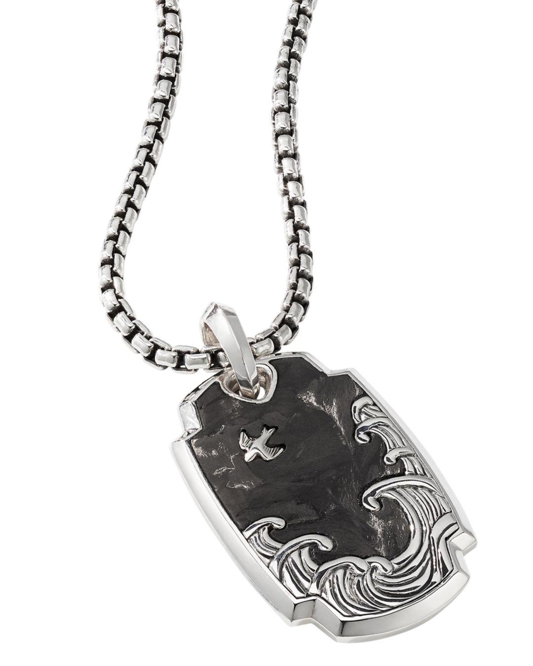 David Yurman Sterling Silver Waves Pendant With Forged Carbon in Black ...