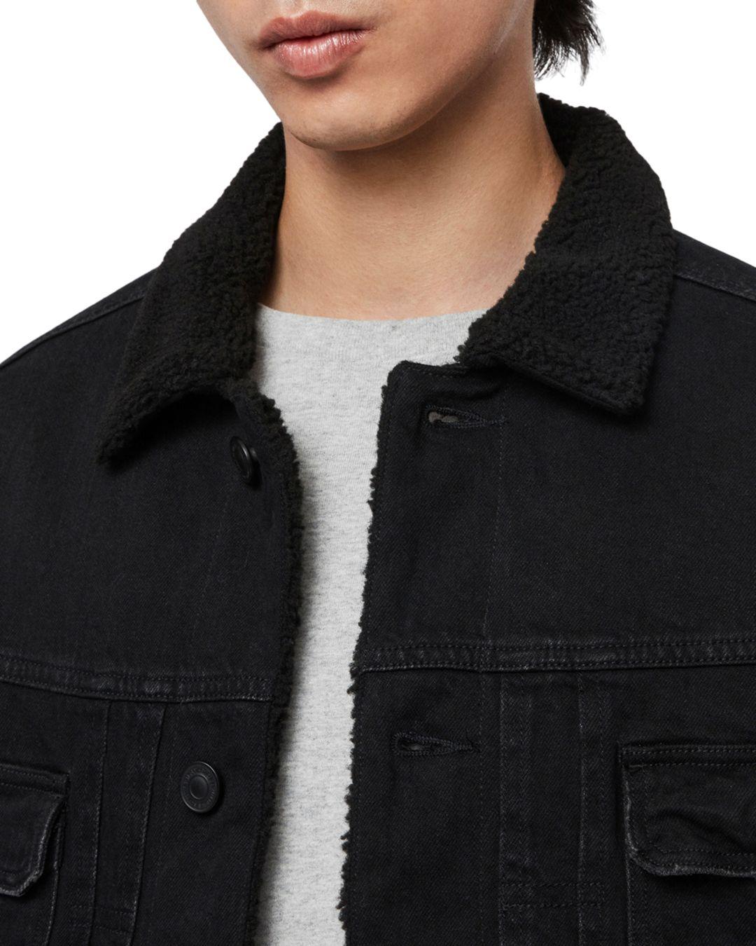 shearling lined denim jacket mens
