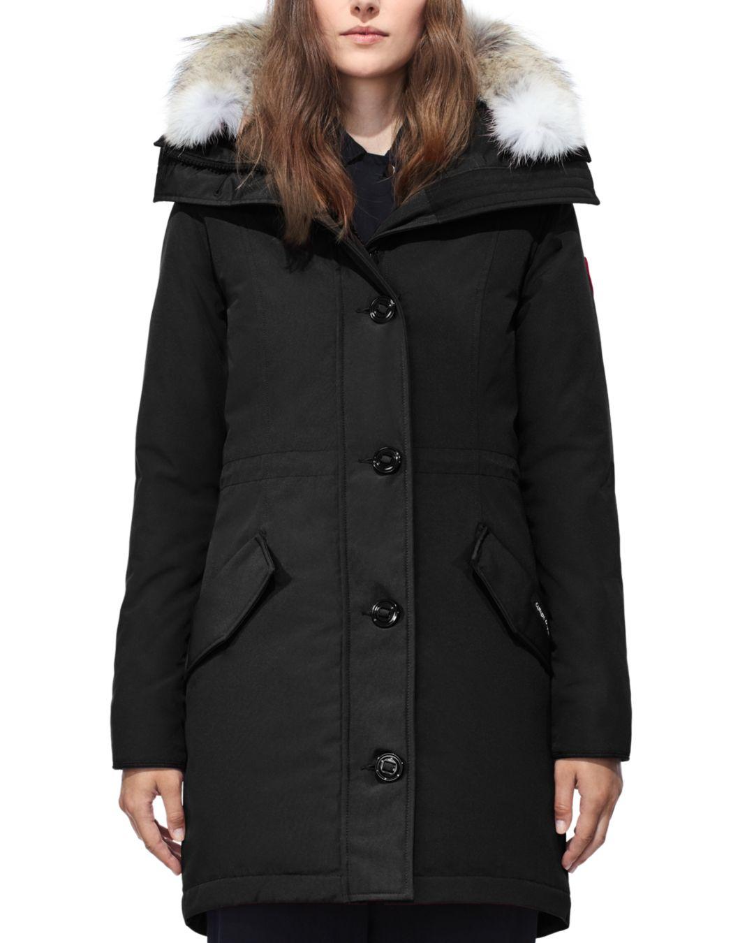 Canada Goose Fur Trim Rossclair Down Parka in Black Lyst
