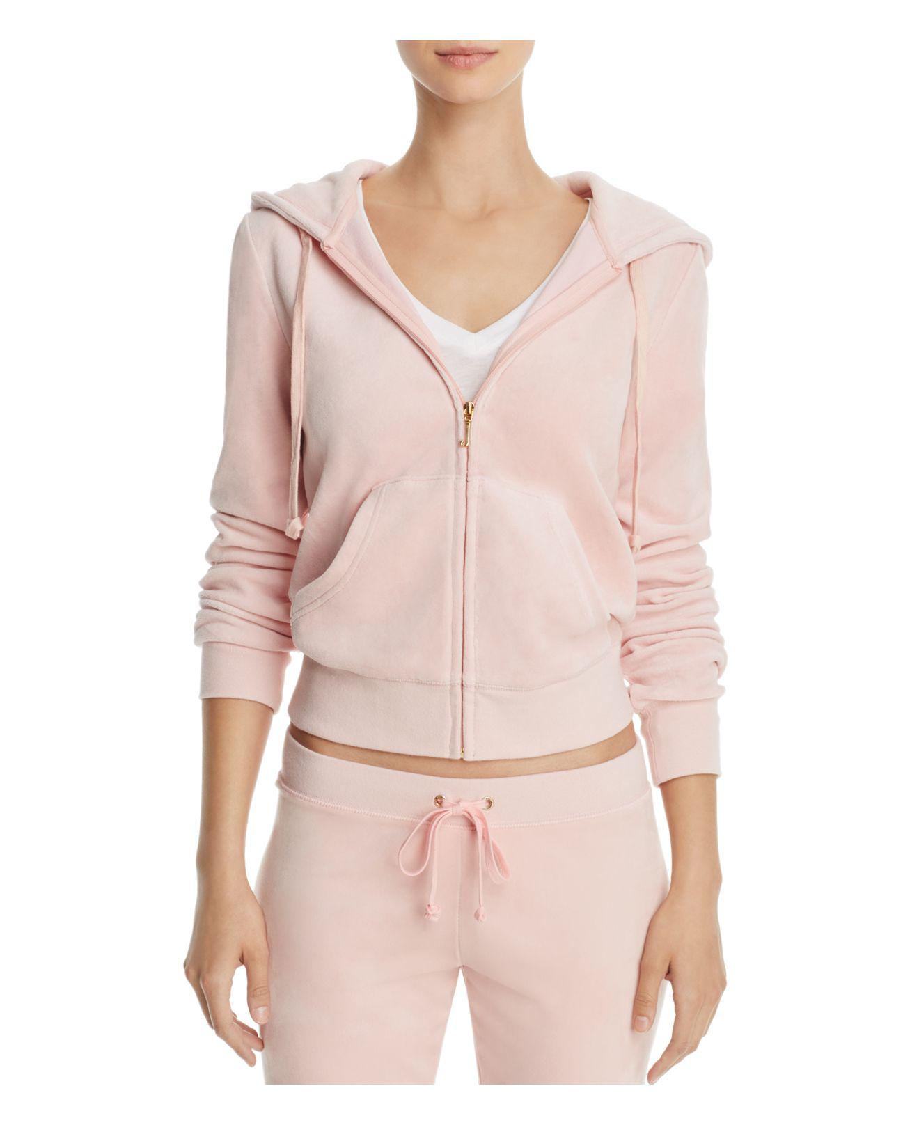 pink velour zip hoodie