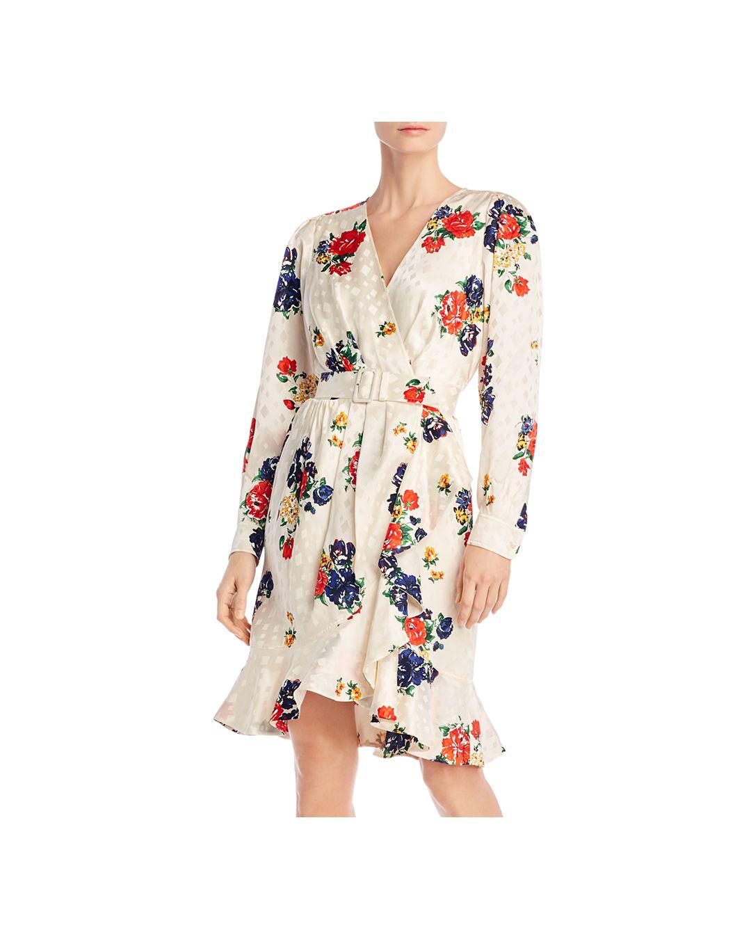 Tory Burch Floral Print Long Sleeve Silk Wrap Dress | Lyst