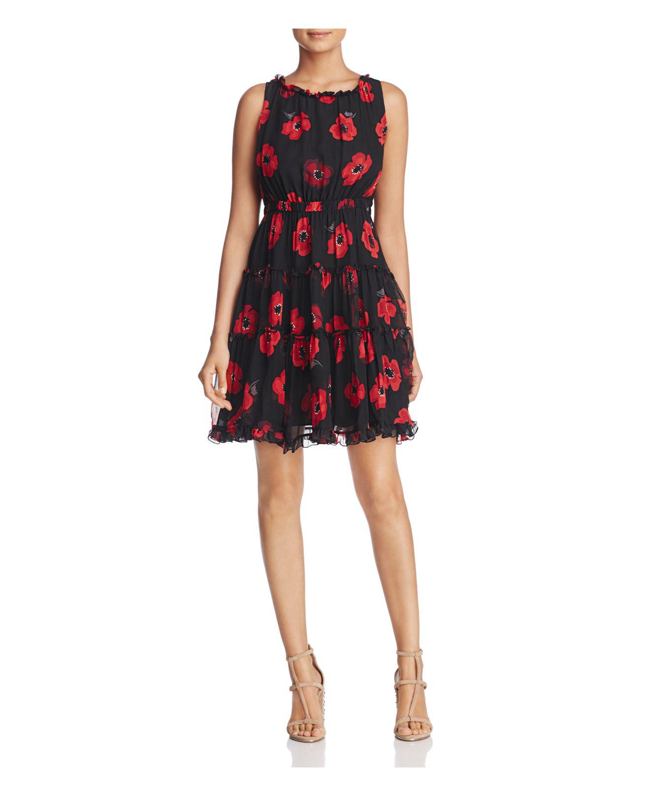 black dress with poppies