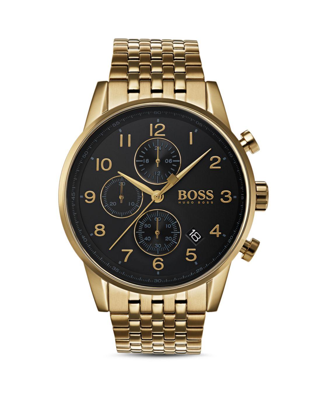 HUGO Boss Navigator Watch in Black/Gold (Metallic) for Men | Lyst