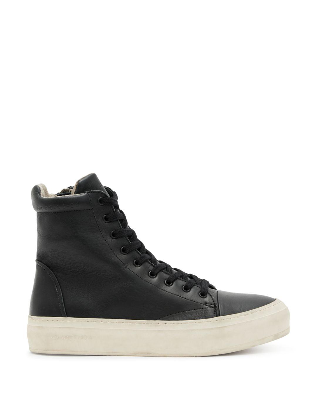 AllSaints Maste High Top Trainers in Black for Men | Lyst