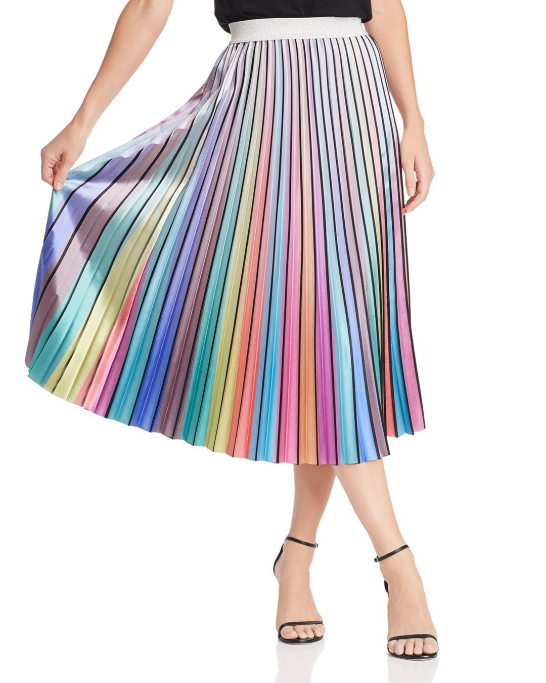 rainbow pleated maxi skirt