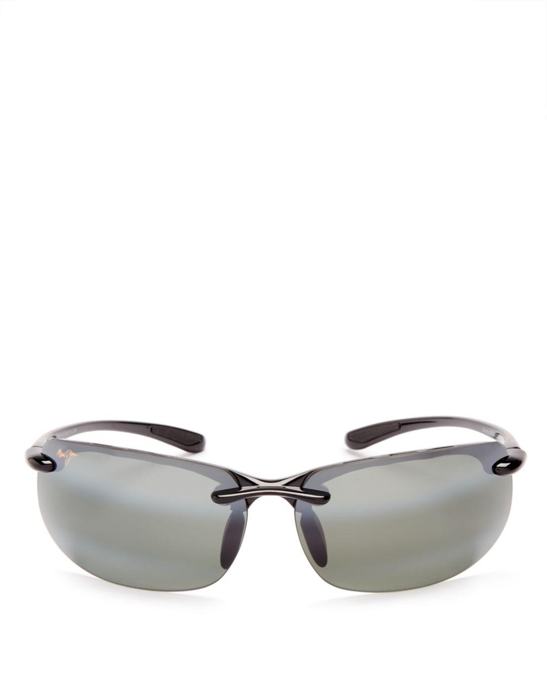 Maui Jim Banyans Polarized Rimless Wraparound Sunglasses in Black/Gray  (Gray) for Men - Lyst