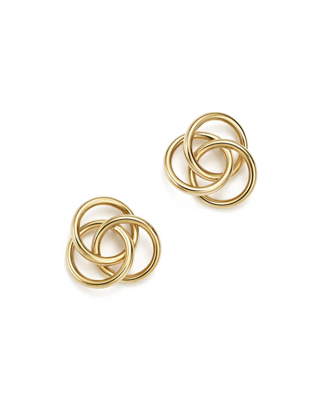 Bloomingdale S 14k Yellow Gold Large Love Knot Stud Earrings In Metallic Lyst