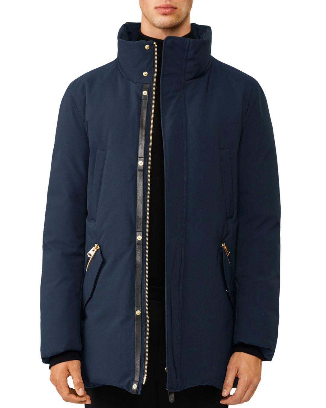 Mackage Leather Edward Down Coat in Navy (Blue) for Men - Lyst