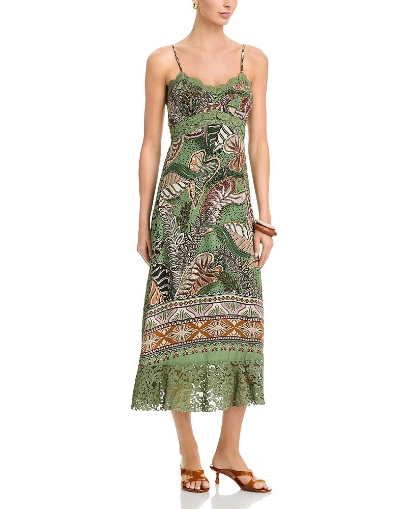 slim fit dress slacks TROPI FADED GREEN EMBROIDERY COVERUP / DRESS by Farm Rio – Mimi Seabrook main image 1
