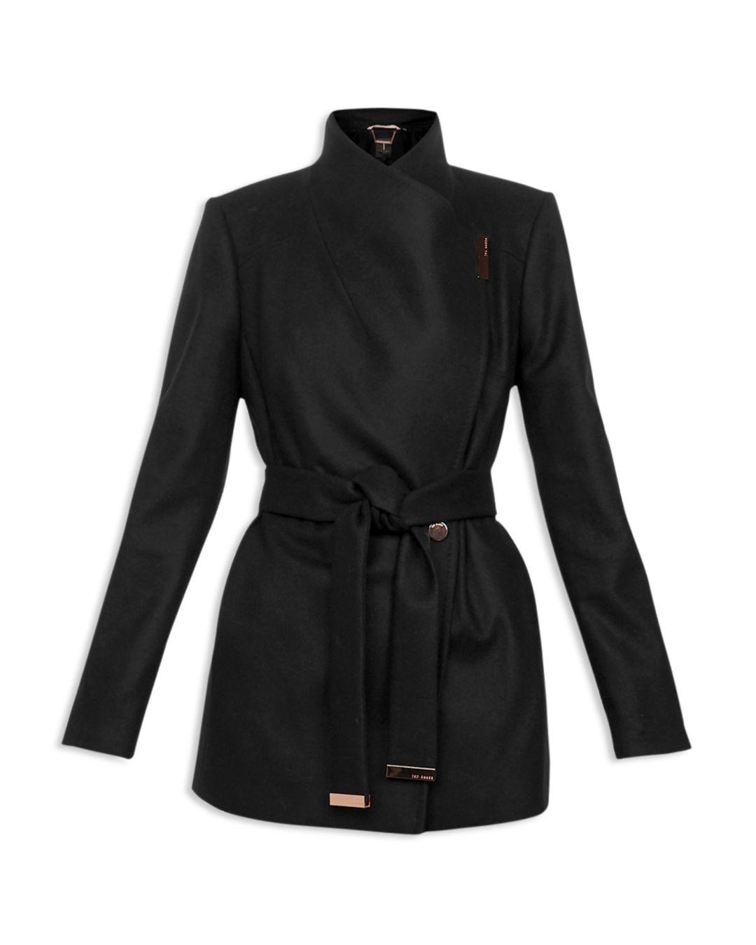 ted baker black wrap coat