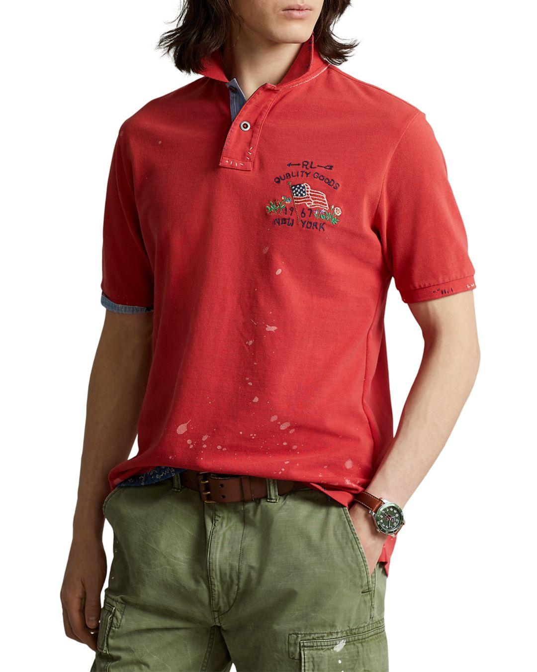 Polo Ralph Lauren Cotton Mesh Embroidered Paint Splattered Classic Fit Polo  Shirt for Men | Lyst