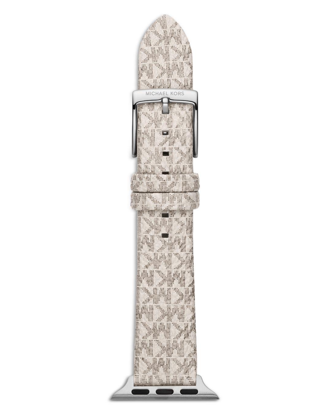 Michael Kors Canvas Logo Strap For Apple Watch® in White (Pink) | Lyst