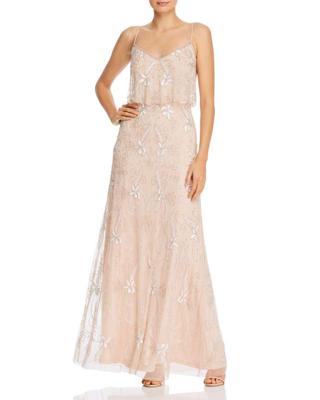 Adrianna Papell Synthetic Beaded Popover Gown in Champagne Sand (Natural) -  Lyst