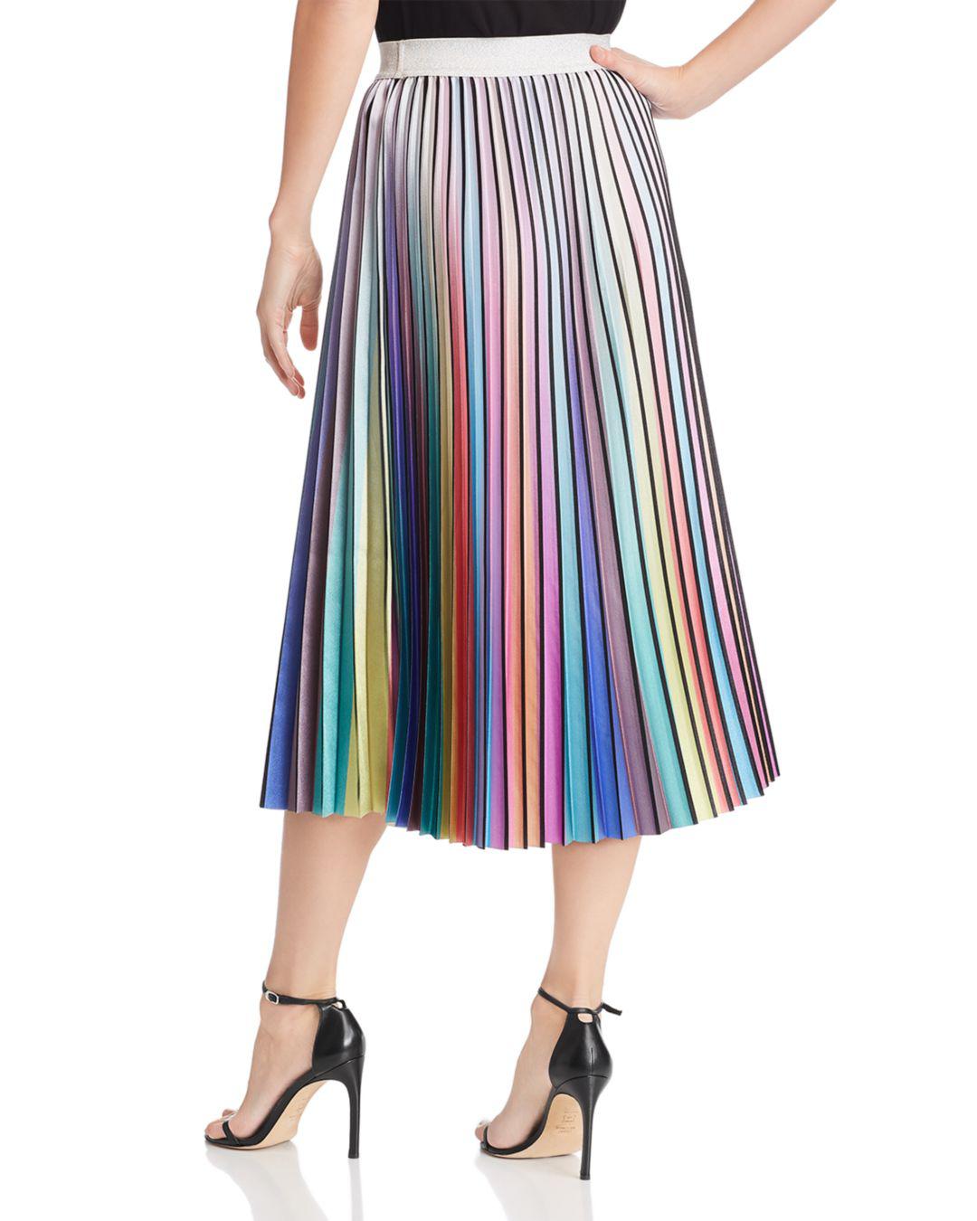 Lucy Paris Rainbow Pleated Midi Skirt in Blue - Lyst