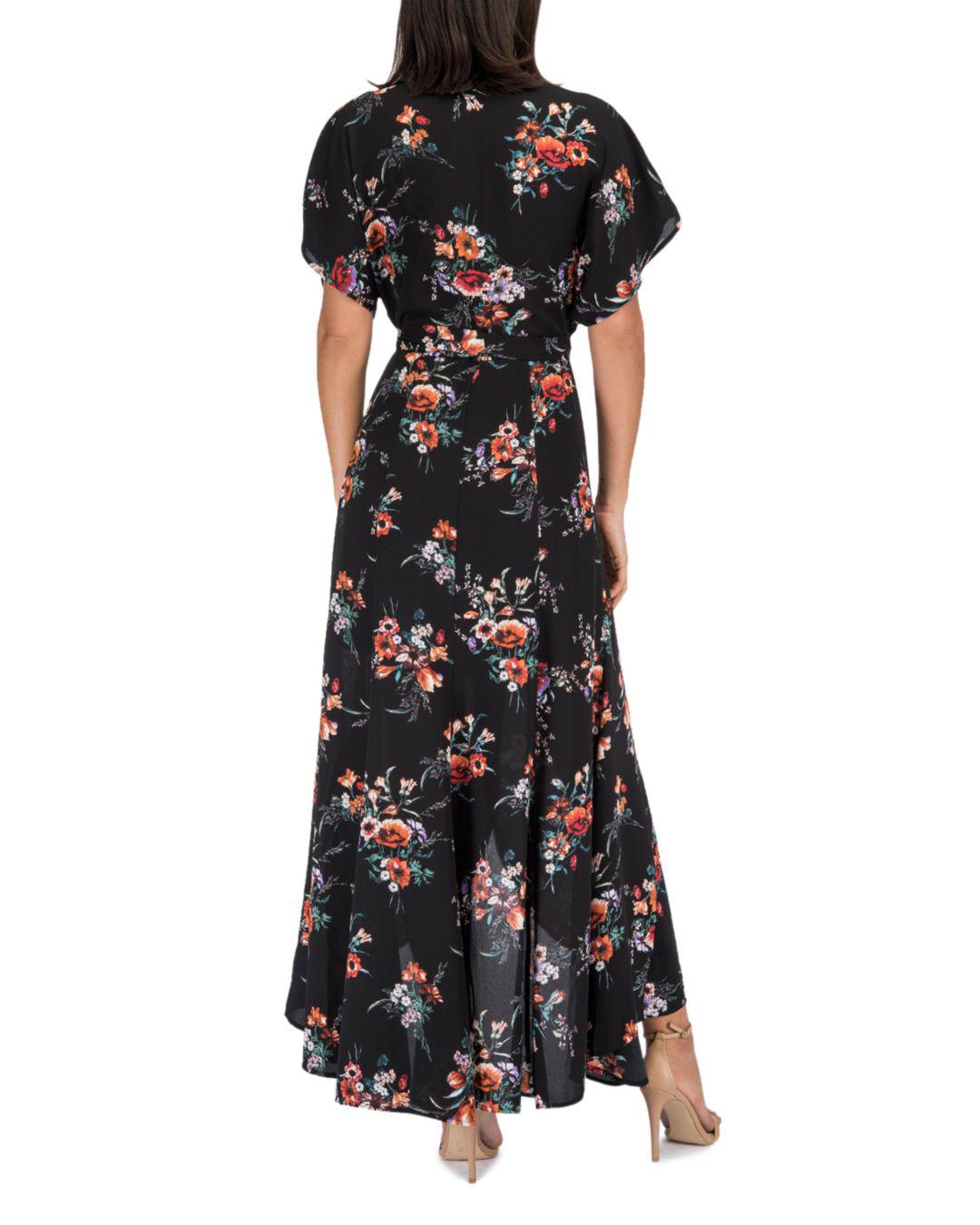bobeau printed wrap maxi dress