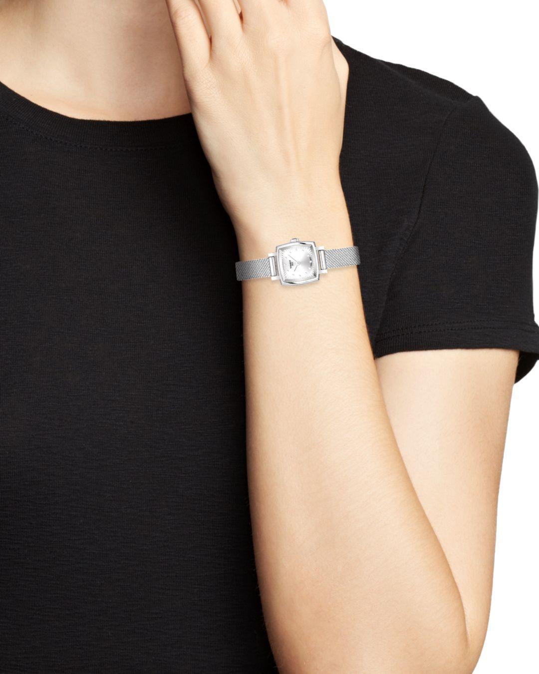 Tissot Lovely Square Diamond Mesh Bracelet Watch in Metallic | Lyst