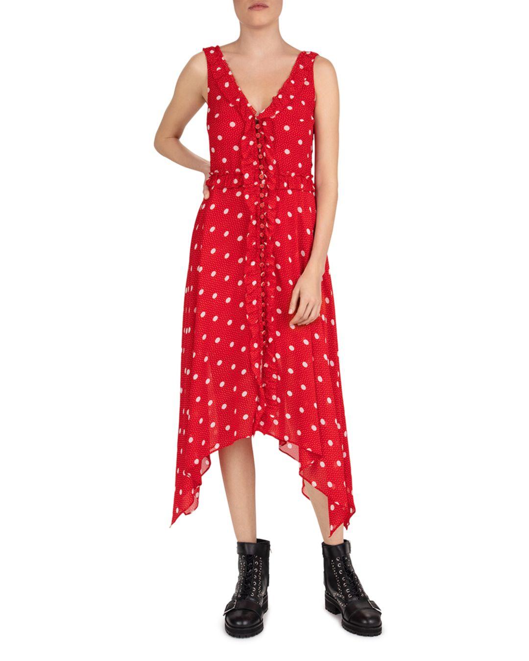 The Kooples Synthetic Moonlight Dot Printed Dress in Red/Ecru (Red ...