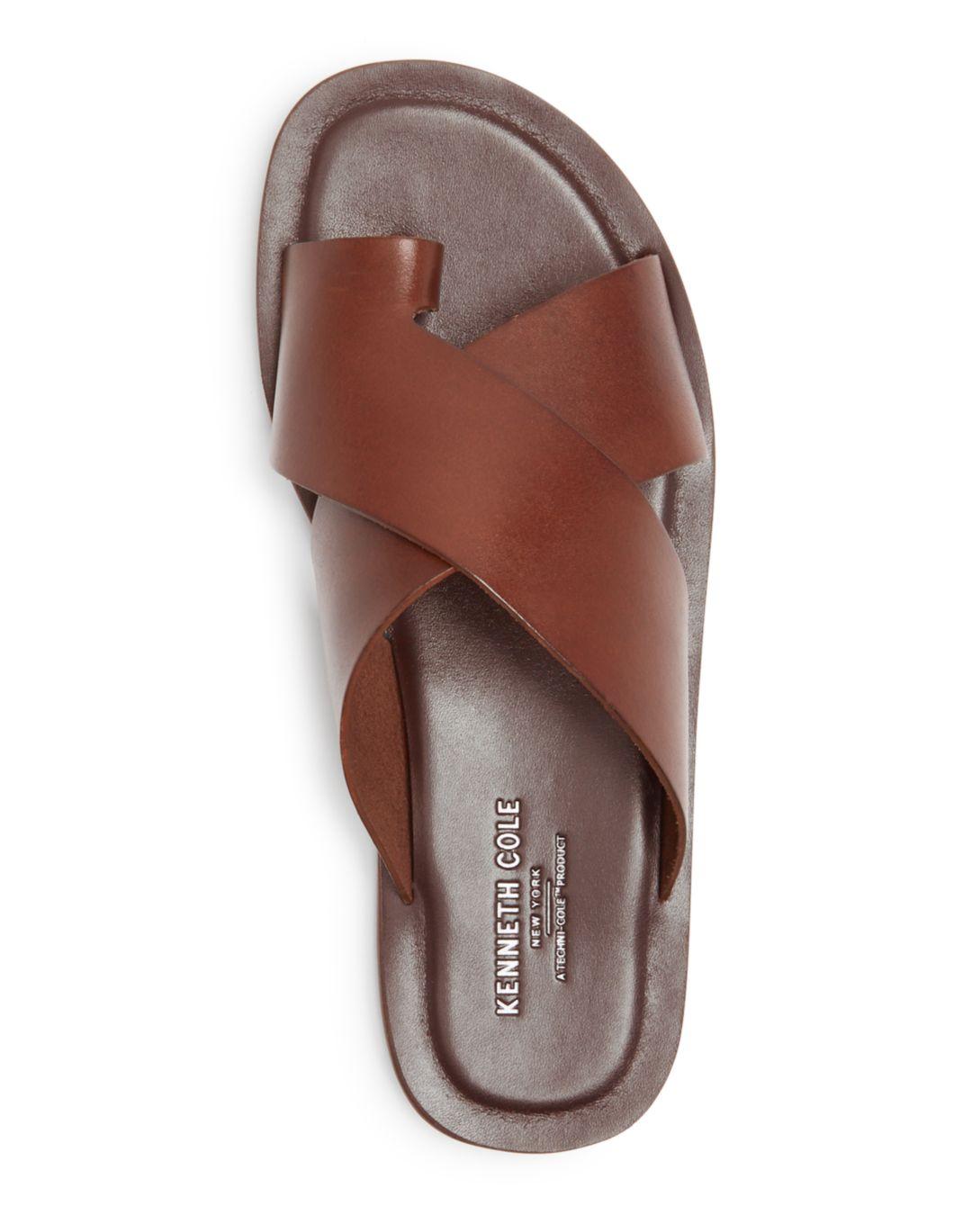 Kenneth Cole Ideal Toe - Ring Slide Sandals in Brown for Men | Lyst
