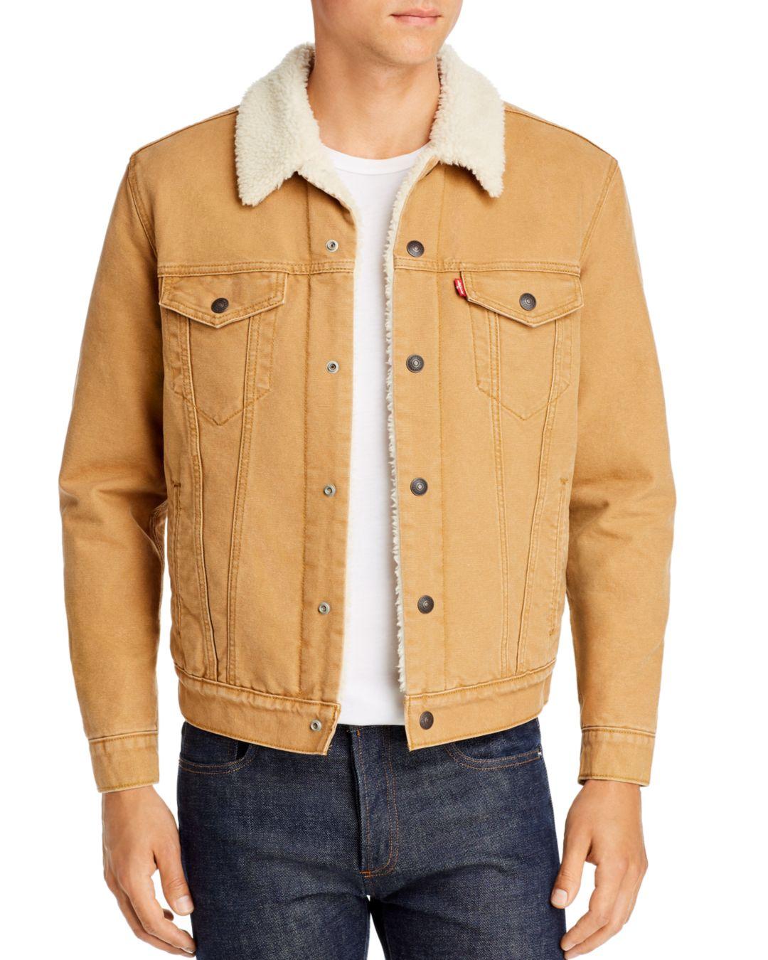 Levi's Sherpa Lined Regular Fit Denim Jacket In Desert Boots Canvas in ...