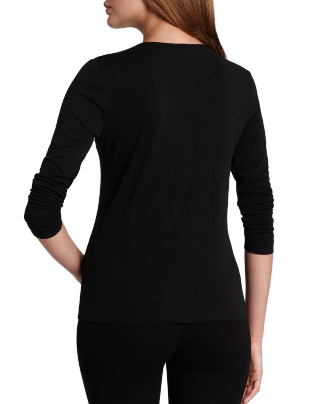 Eileen Fisher Women's Long Sleeve Stretch Silk Jersey Crew Neck Shirt in  Black | Lyst
