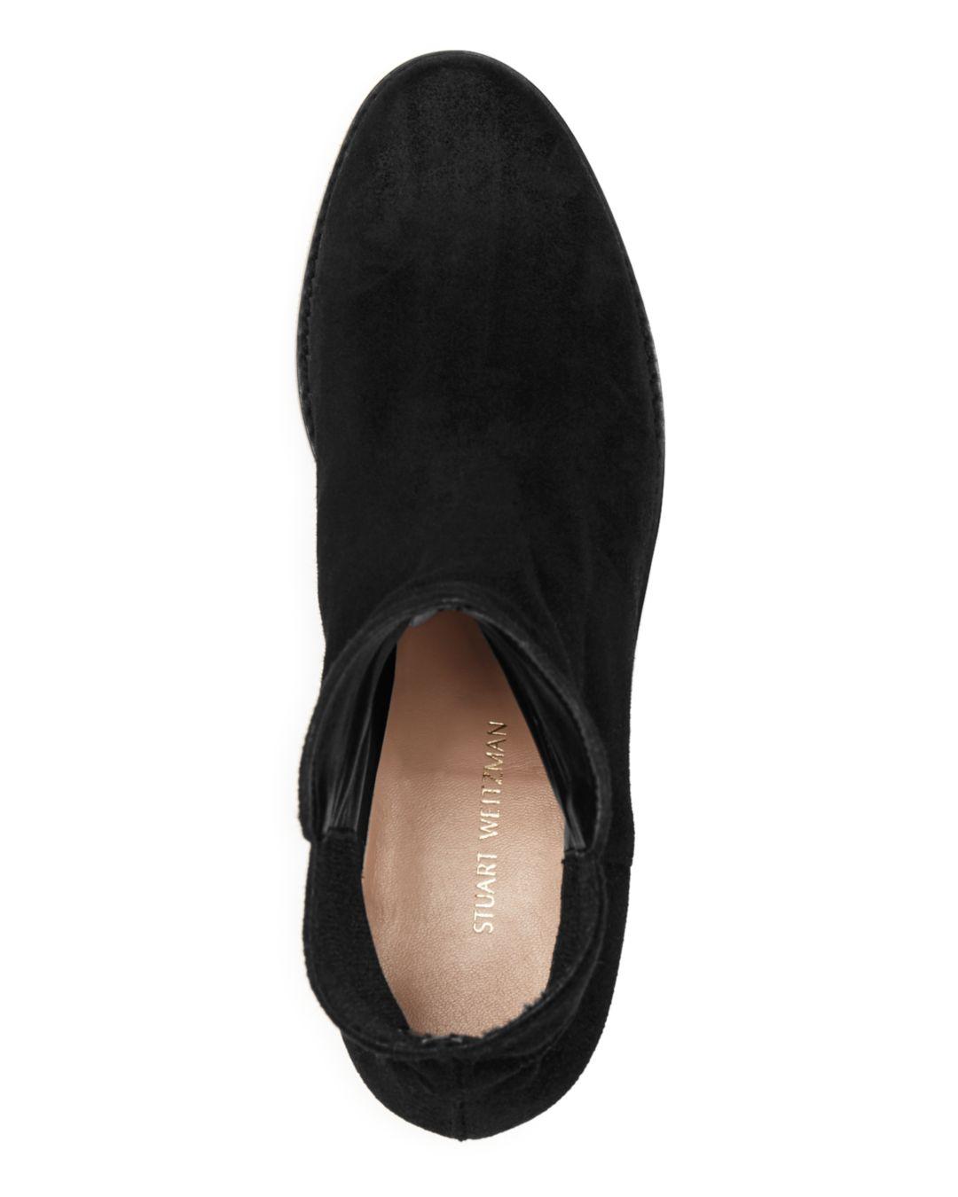 Stuart Weitzman Women's Easyon Reserve Leather & Neoprene Block - Heel Booties in Black Suede