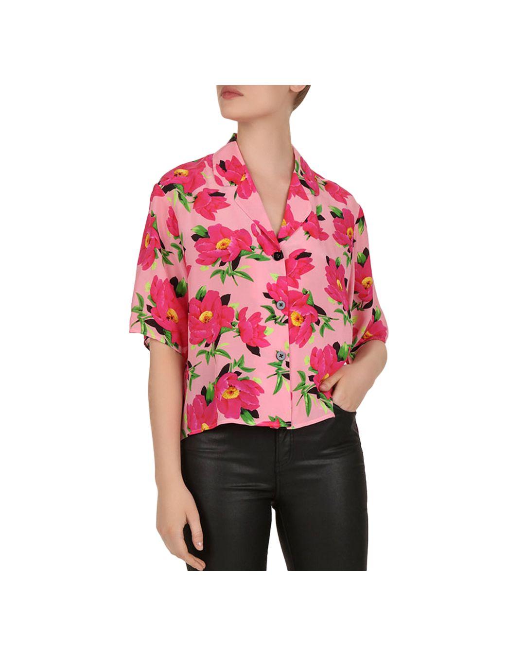 The Kooples Pivoine In Love Floral - Print Silk Shirt in Pink - Lyst