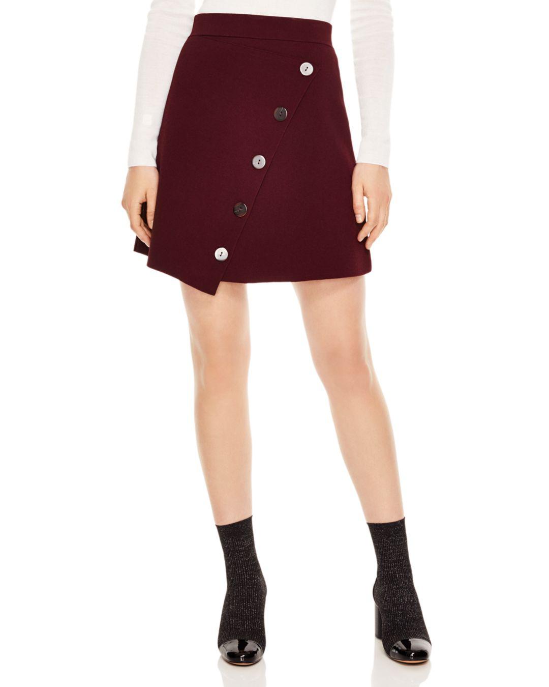 maroon button skirt