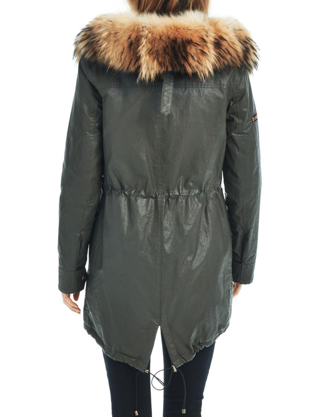 Sam. Fur Trim Hudson Parka in Green | Lyst