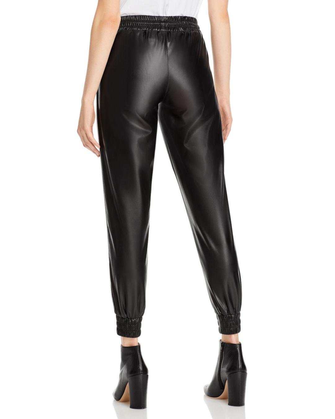 Karl Lagerfeld Faux Leather Contrast Stripe Joggers in Black | Lyst